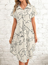 EMERY ROSE Abstract Figure Graphic Curved Hem Shirt Dress Without Belt